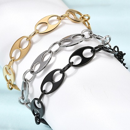 304 браслеты-цепочки с овальными звеньями из нержавеющей стали для женщин и мужчин, с карабин-лобстерами 