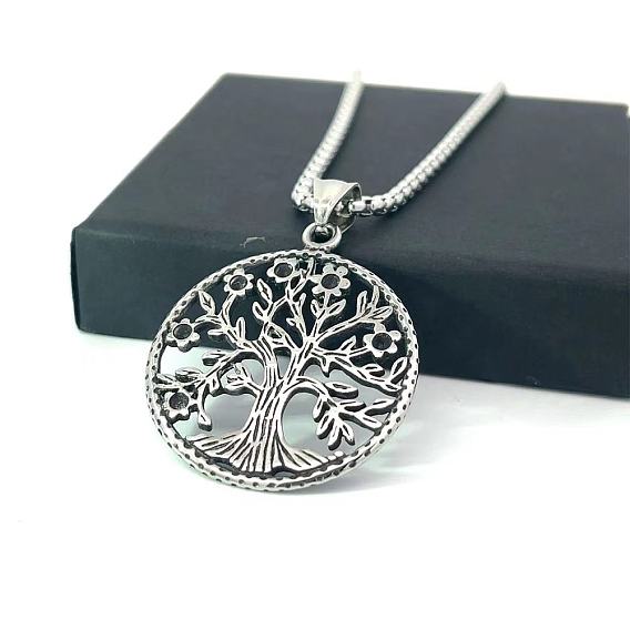 Ожерелья из нержавеющей стали с подвеской в виде дерева жизни для унисекс, не тускнеет