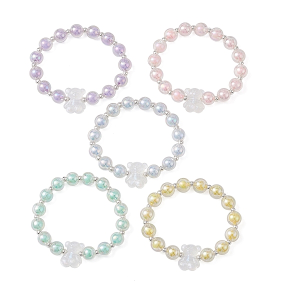Luminous Acrylic Bear Beaded Stretch Bracelet for Women