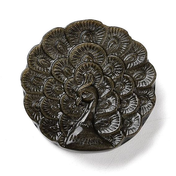 Резные подвески из натурального золотистого обсидиана, прелести павлина