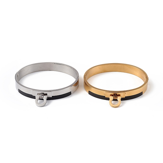 304 Stainless Steel Round Charms Hinged Bangle for Women