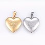304 Stainless Steel Locket Pendants, Heart with Word I Love You, For Valentine's Day