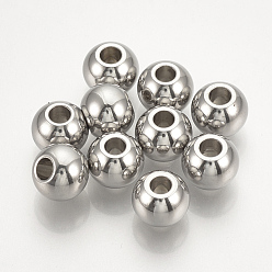 304 Stainless Steel Spacer Beads, Round