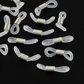 Los titulares de gafas de silicona, con fornituras de hierro tono platino, 18~20x5~6 mm, agujero: 2 mm