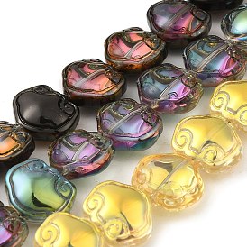 Transparent Electroplate Glass Beads, Rainbow Plated, Auspicious Clouds Shape