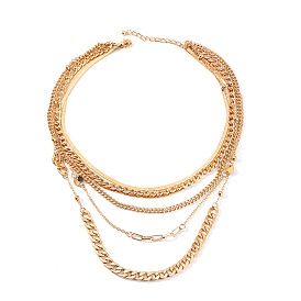Bold Punk Style Multi-layer Snake Chain Necklace with Chunky Metal Links