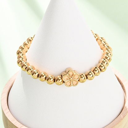 304 эластичные браслеты из нержавеющей стали для женщин, круглый и цветочный, ионное покрытие (ip), долговечный