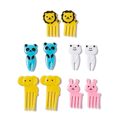 Plastic Disposable Fruit Picks, Cartoon Style Animal Shape Fork, Rabbit & Elephant & Lion & Panda & Frog
