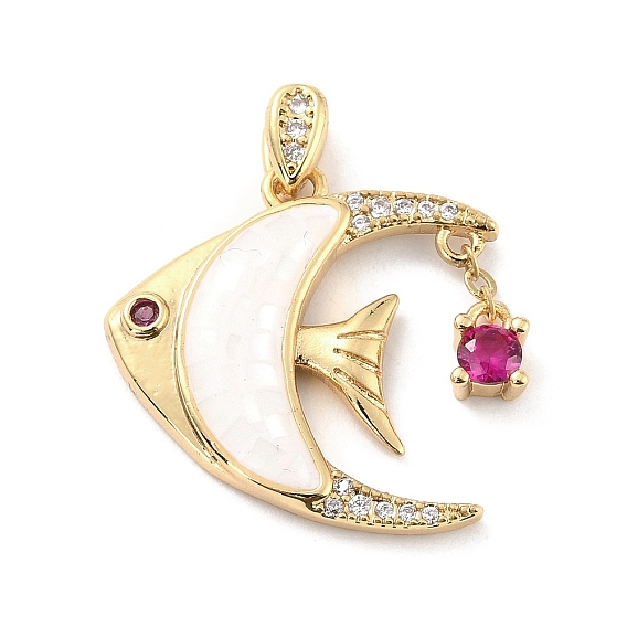 Природные подвески оболочки, с кубическим цирконием и фурнитурой из позолоченной латуни, долговечный, рыба