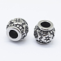 316 Surgical Stainless Steel European Beads, Large Hole Beads, Rondelle with Flower