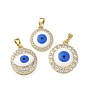Латунные микро проложить кубического циркония подвески, с эмалью, плоские круглые с сглаза