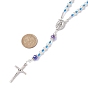 Acrylic & Glass Rosary Bead Necklaces, Cross & Virgin Mary Tibetan Style Alloy Pendant Necklace