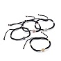 Adjustable Nylon Thread Braided Bead Bracelets, with Brass Micro Pave Cubic Zirconia Beads and Brass Beads, Round