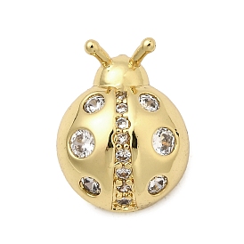Латунные микро проложить кубического циркония подвески, божья коровка прелести, без свинца и без кадмия, долговечный, реальный 18 k позолоченный, стойки покрытие