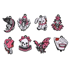 Halloween Alloy Enamel Pendants, Black