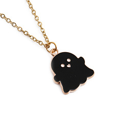Spooky Oil Drip Ghost Pendant Necklace - Halloween Alloy Jewelry