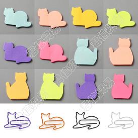Forme de chat 12 livres 12 blocs-notes de style mémo, et 12 pièces 4 couleurs fer trombones