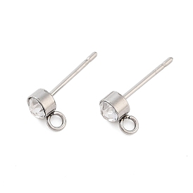 202 Accesorios para aretes con diamantes de imitación de acero inoxidable que no se deslustran, 304 pasador de acero inoxidable