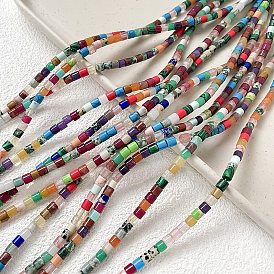 Mixed Gemstone Beads Strands, Column, Mixed Dyed and Undyed