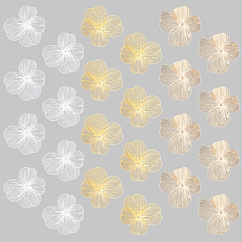 24Pcs 3 Colors Iron Filigree Double Layer Flower Bead Caps