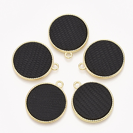 Aluminium Anhänger & Charms, mit kaschmir tuch, Flachrund, Licht Gold