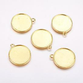 Alloy Pendant Cabochon Settings, Plain Edge Bezel Cups, DIY Findings for Jewelry Making, Lead Free and Cadmium Free, Flat Round, Tray: 27mm, 37x30x2mm, Hole: 3mm