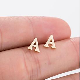 Mini clous d'oreilles élégants en acier inoxydable avec lettres de l'alphabet n pour femmes - bijoux de boucles d'oreilles à la mode