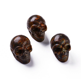 Natural Bamboo Leaf Stone Display Decorations, for Halloween, Skull