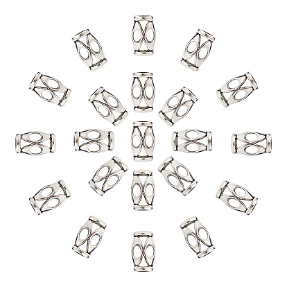 Tibetan Style Alloy Hollow Large Hole Beads, Lead Free & Cadmium Free, Drum