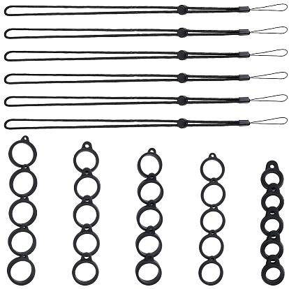 40шт 5 стиль силиконовые кольца с 6шт регулируемый полиэстеровый шнурок на шею антипотеря держатель подвески, для ручки, телефон, держатель значка