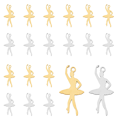 24 шт. 2 цвета ионное покрытие (ip) 201 подвеска из нержавеющей стали, прелести балетной девушки