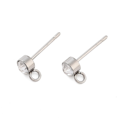202 Accesorios para aretes con diamantes de imitación de acero inoxidable que no se deslustran, 304 pasador de acero inoxidable