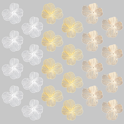 24Pcs 3 Colors Iron Filigree Double Layer Flower Bead Caps