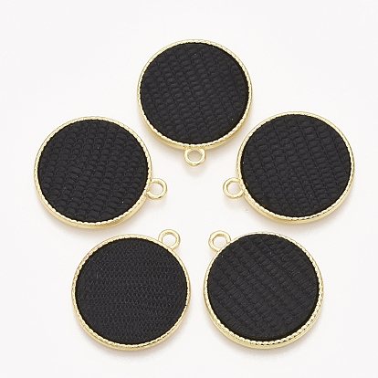 Aluminium Anhänger & Charms, mit kaschmir tuch, Flachrund, Licht Gold