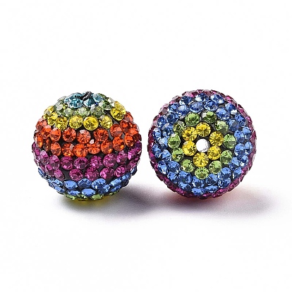 Polymer Clay Rhinestone Beads, Pave Disco Ball Beads, Round