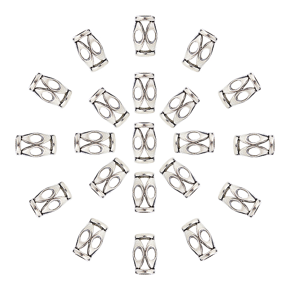 Tibetan Style Alloy Hollow Large Hole Beads, Lead Free & Cadmium Free, Drum