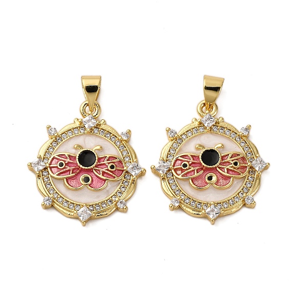 Латунные микро проложить кубического циркония подвески, Пчелы, с эмалью, без кадмия и без свинца, стойки покрытие, долговечный