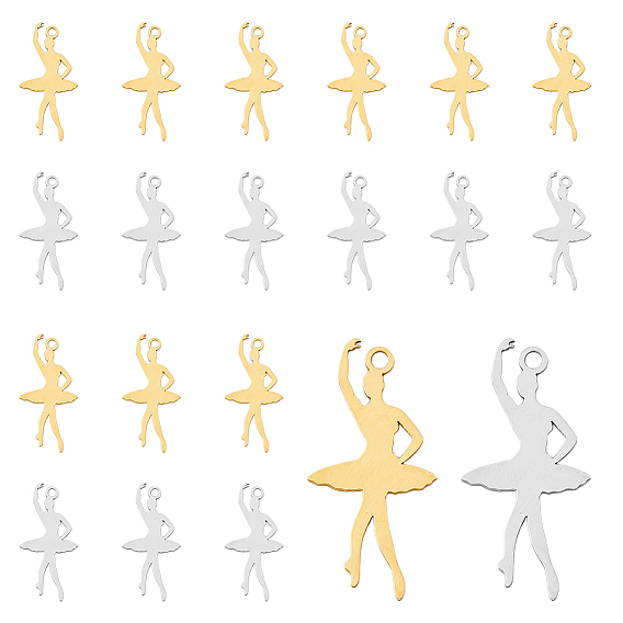 24 шт. 2 цвета ионное покрытие (ip) 201 подвеска из нержавеющей стали, прелести балетной девушки
