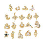 Ocean Brass Micro Pave Clear Cubic Zirconia Pendants, Sea Animals Charms, Real 18K Gold Plated