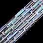 Electroplate Transparent Glass Beads Strands, Tube, Rainbow Plated, Half Plated