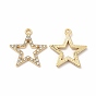 Alloy Rhinestone Pendants, Hollow Out Star Charms