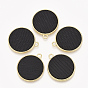 Alloy Pendants, with Cashmere Cloth, Flat Round, Light Gold