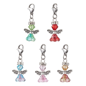 Angel Glass Pendant Decorations, Stainless Steel Lobster Claw Clasps Charms for Bag Key Chain Ornaments