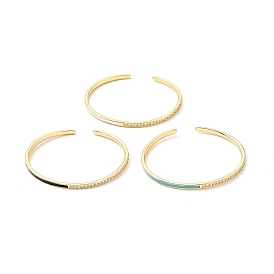 Brazalete abierto con circonita cúbica transparente y esmalte, joyas de latón chapado en oro real 18k para mujer, sin cadmio y níque y plomo