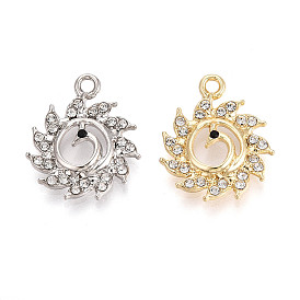 Подвески из сплава и страза, лебедь, без свинца и без кадмия