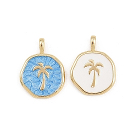 Латунь эмаль подвески, плоские круглые и кокосовые подвески, стойки покрытие, без кадмия и без свинца, долговечный, реальный 18 k позолоченный