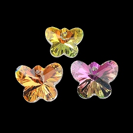Transparent Glass Pendants, Point Back, Faceted, Butterfly Charms