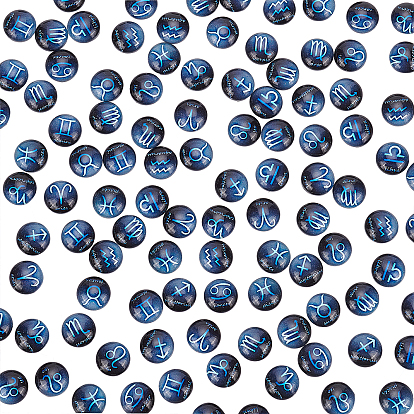 Glass Cabochons, Half Round/Dome with Constellation/Zodiac Sign, For Jewelry Making