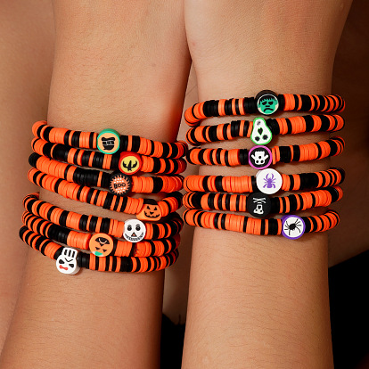 Браслеты из полимерной глины хейши на Хэллоуин, пластиковые украшения для женщин