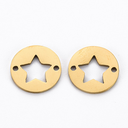 201 Stainless Steel Links Connectors, Cut, Flat Round with Star